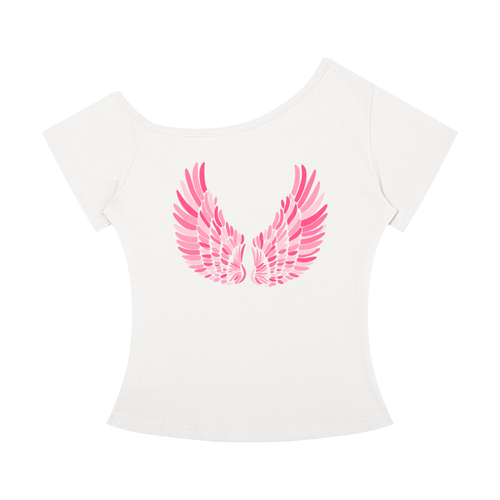 "Angel City" Off The Shoulder Tee In Angel White