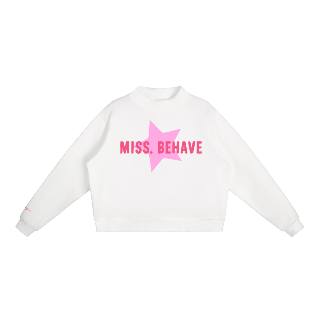 "Miss Behave" Mock-Neck In Angel White