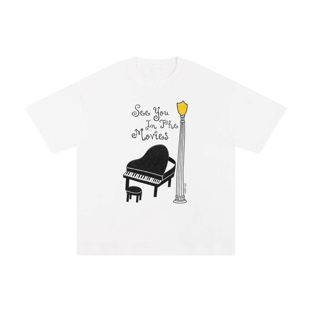"See You In The Movies" Oversized Tee In Angel White
