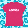 "Polka Dot Mustache" Tee in Hot AF Pink