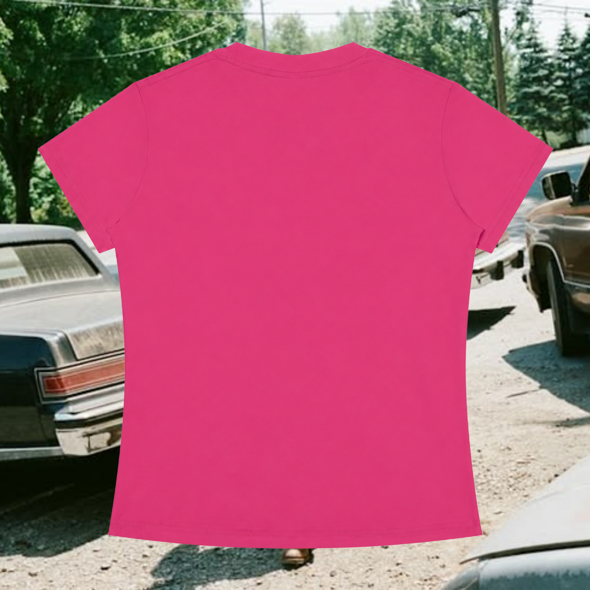 "Come A Little Closer" Baby Tee in Hot AF Pink