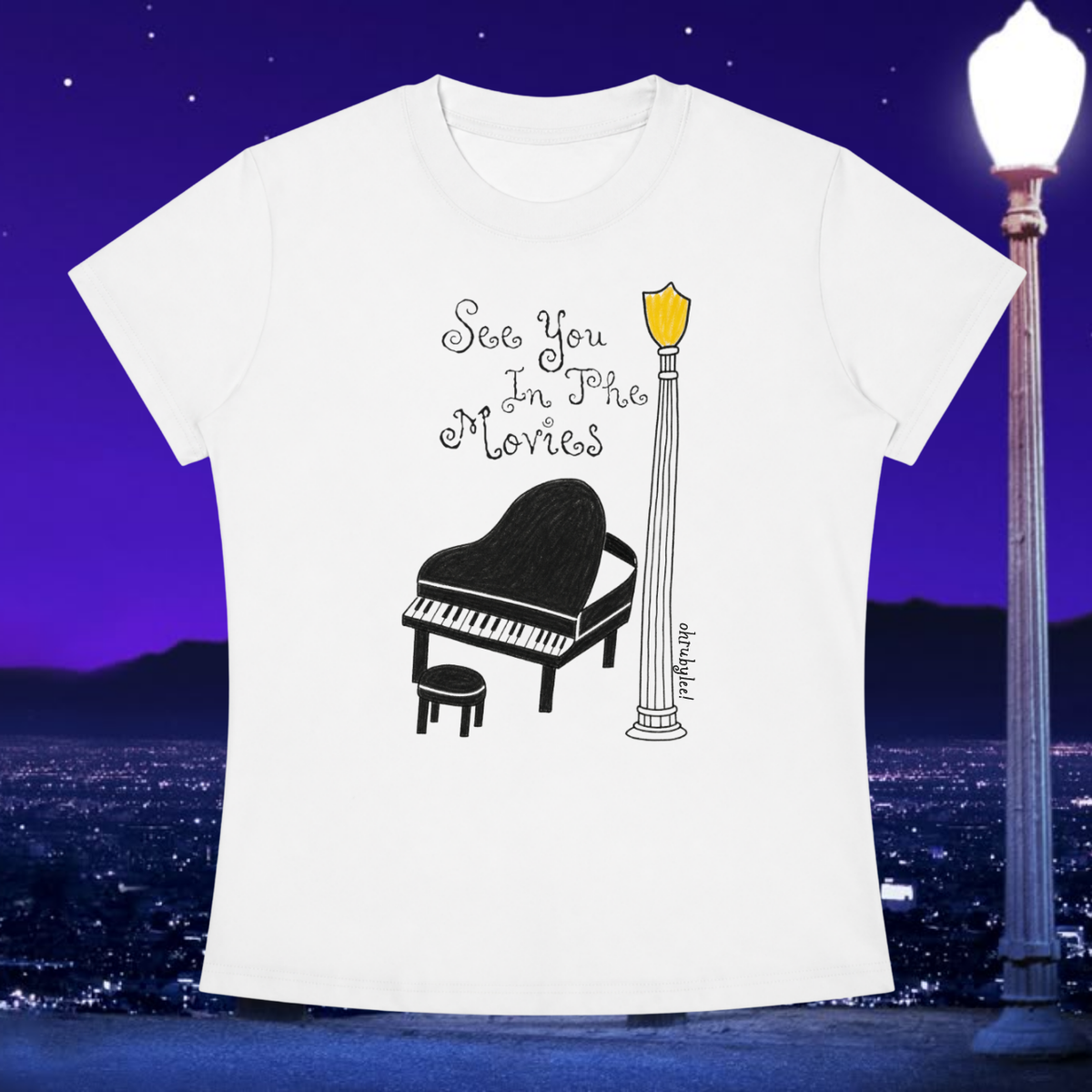 "See You In The Movies" Baby Tee In Angel White