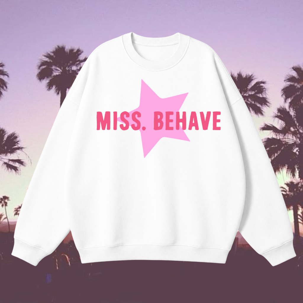 "Miss Behave" Sweatshirt in Angel White