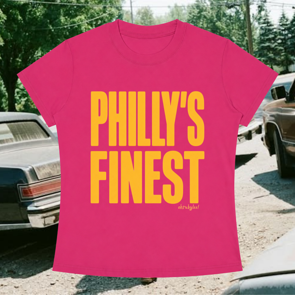 "Phillys Finest" Baby Tee in Hot AF Pink