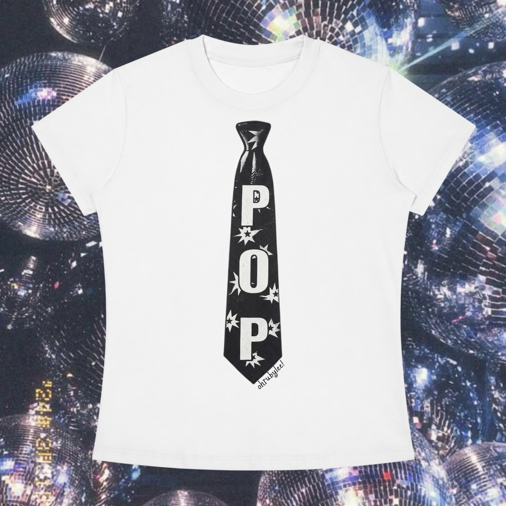 "POP TIE" Tee in Angel White