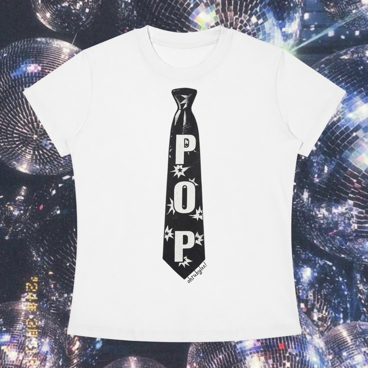 "POP TIE" Tee in Angel White