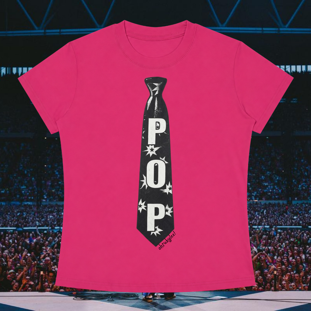 "POP TIE" Baby Tee in Hot AF Pink