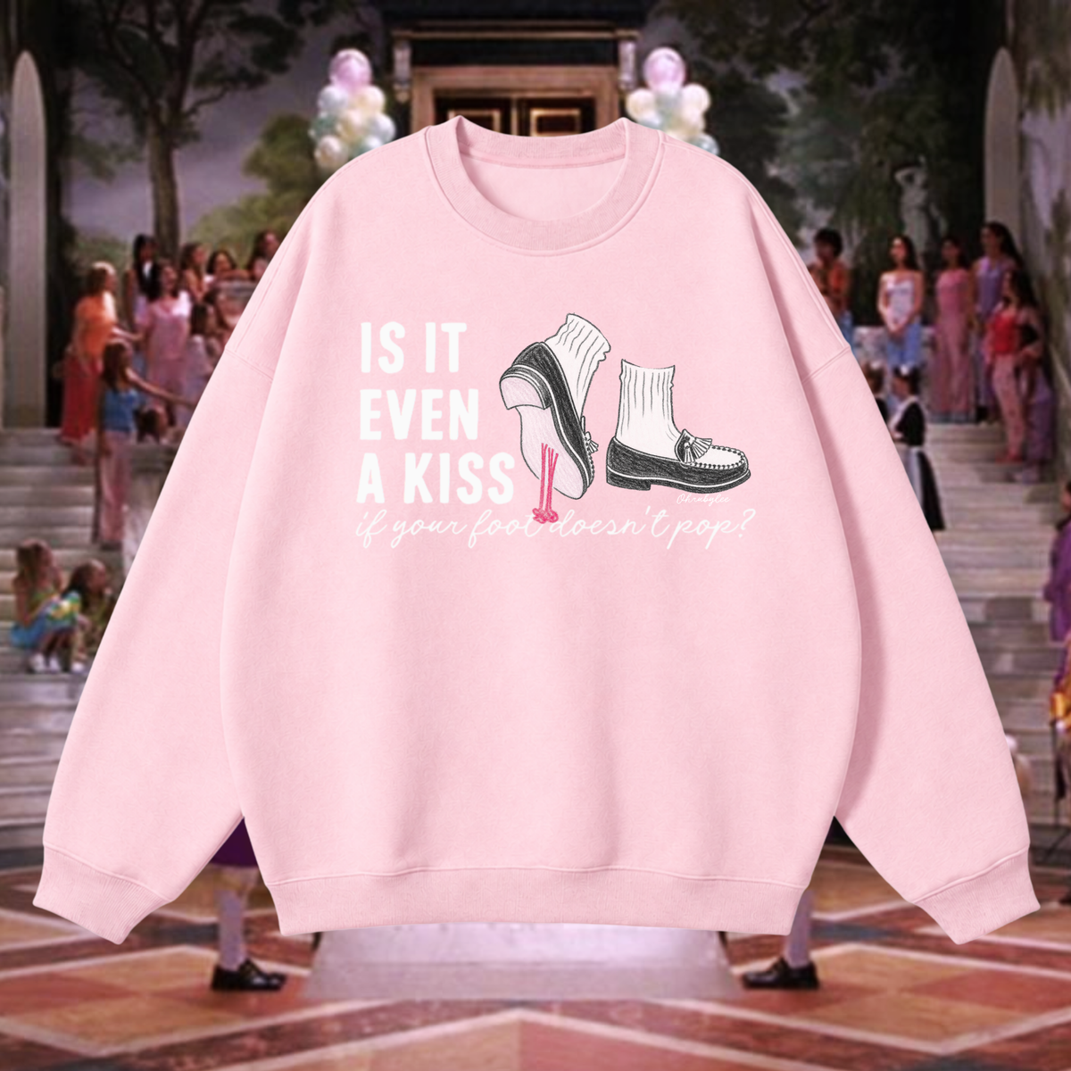 "Is It Even A Kiss" Sweatshirt in Bubble Burst Pink