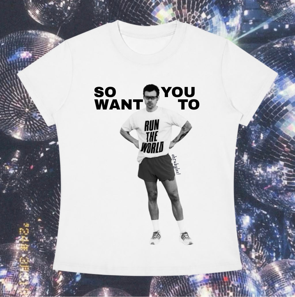 "Run The World" Tee in Angel White