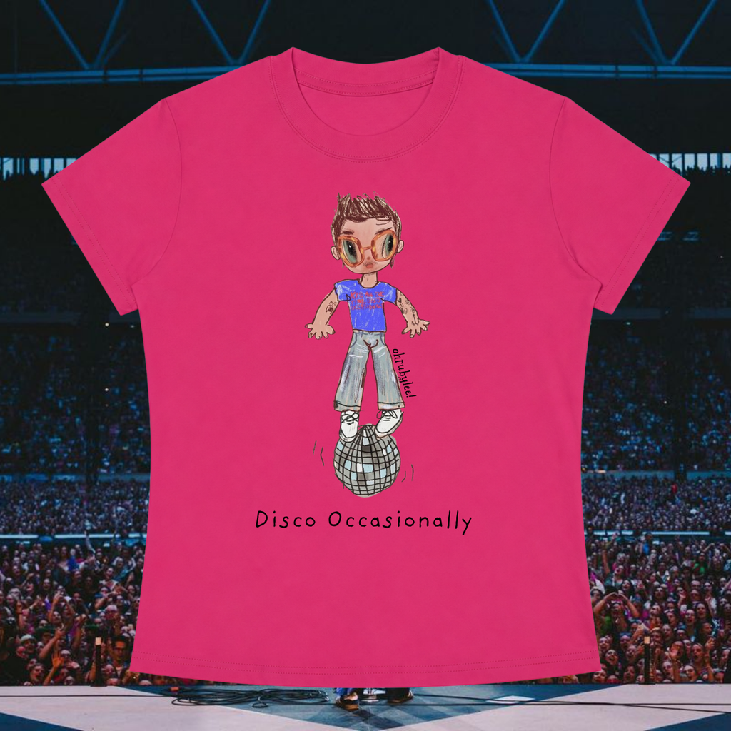 "Standing On Disco" Baby Tee in Hot AF Pink