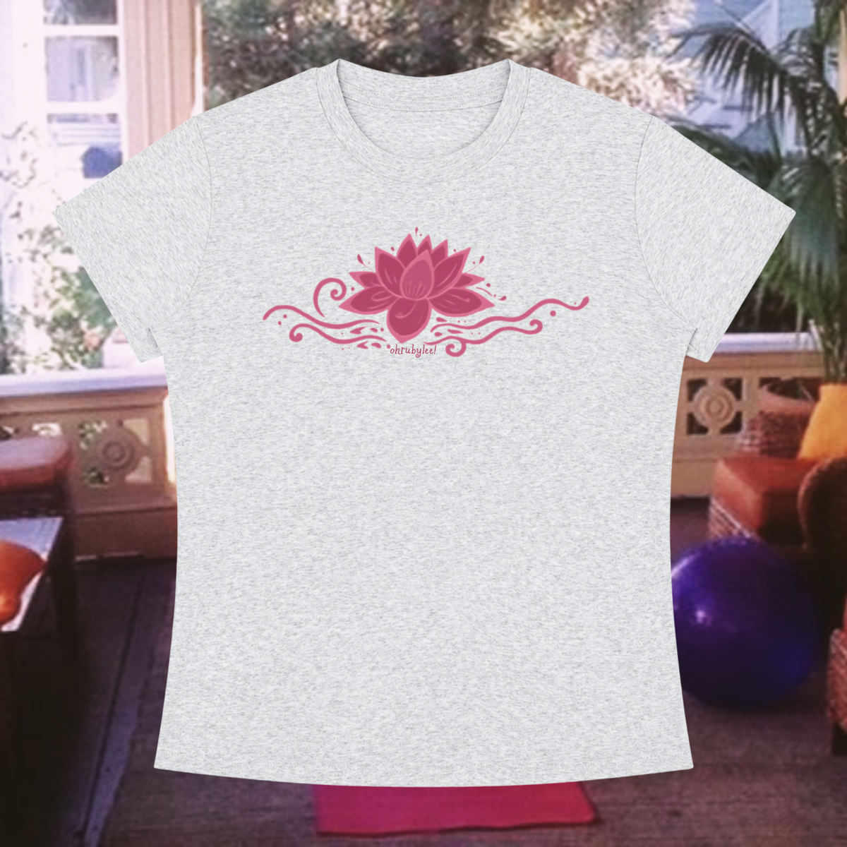 "Lotus Flower" Tee In Cloud Nine Grey