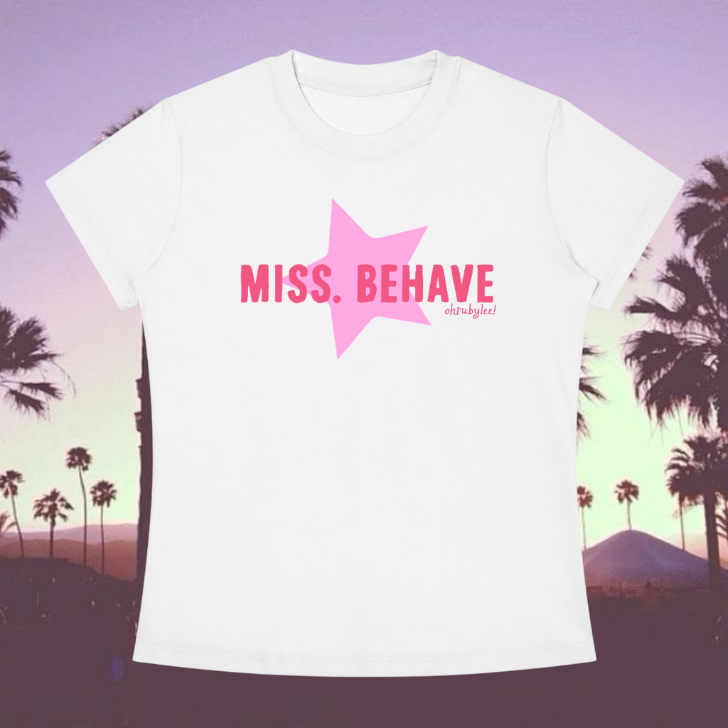 "Miss Behave" Tee In Angel White