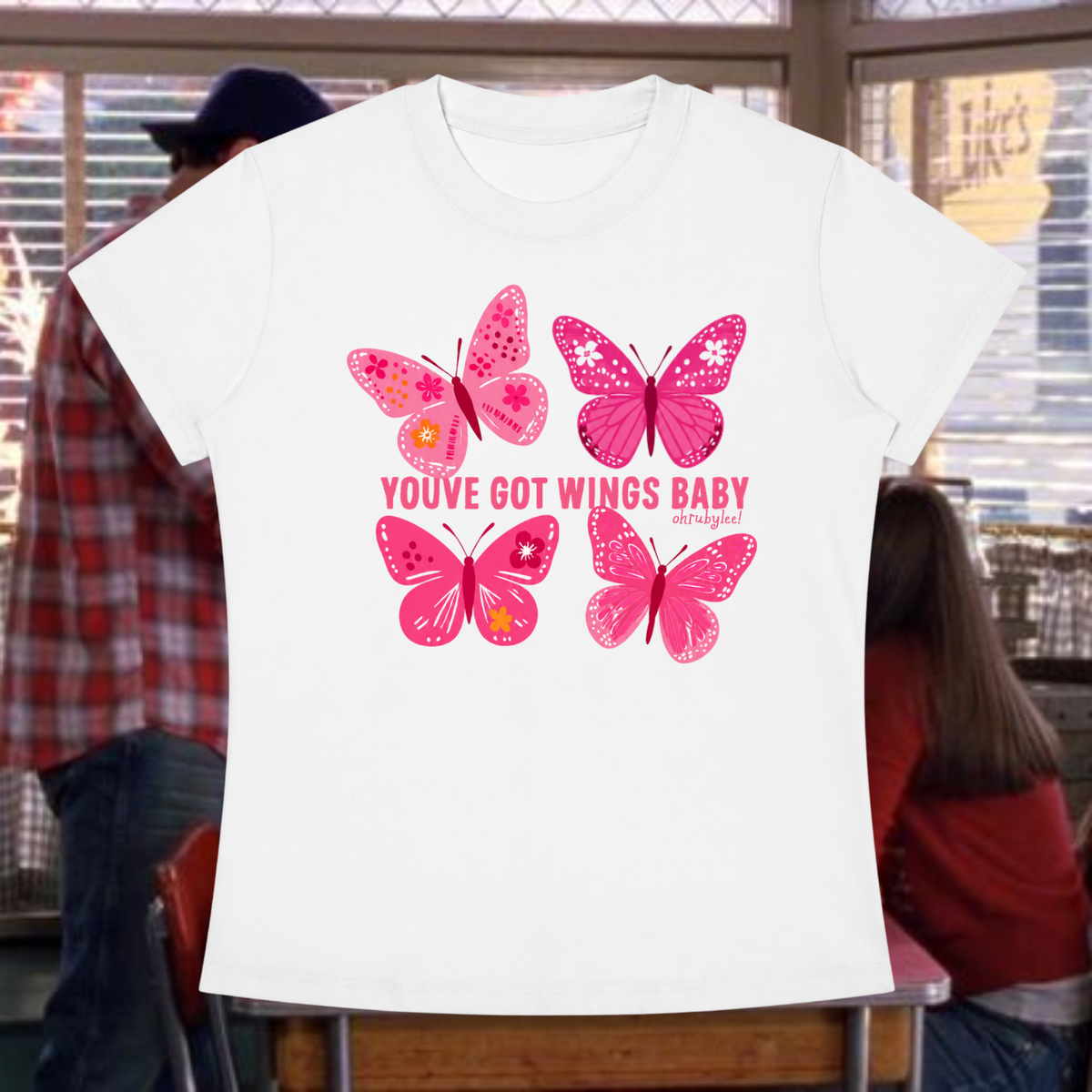 "Got Wings Baby" Tee In Angel White