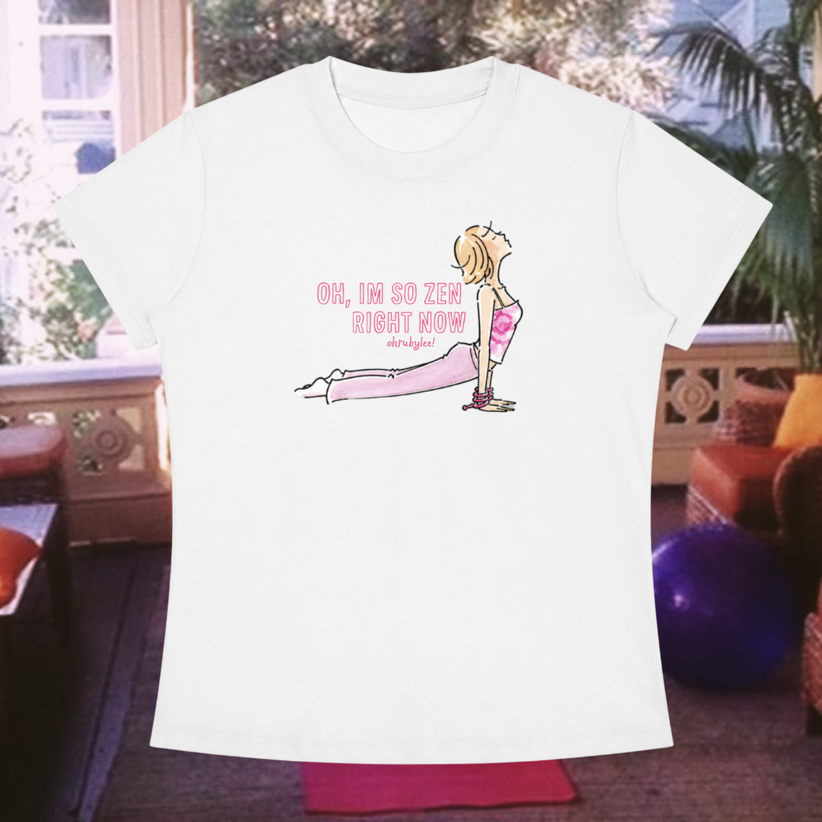 "Oh So Zen" Baby Tee In Angel White