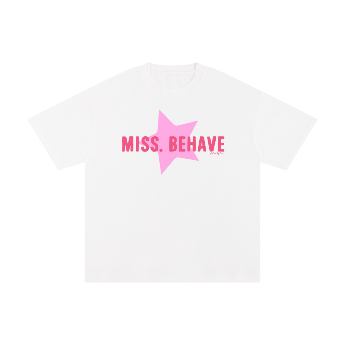 "Miss Behave" Oversized Tee In Angel White