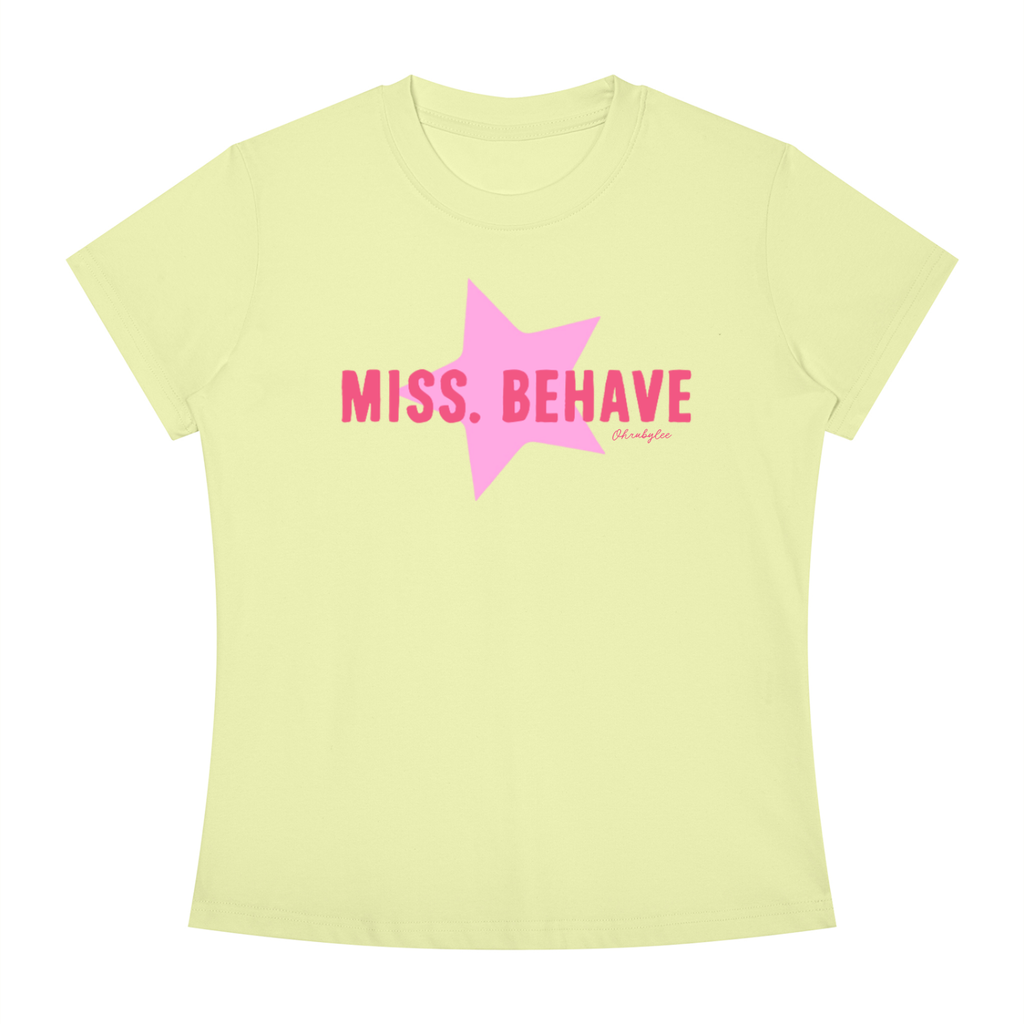 "Miss Behave" Tee In Lemon Lime