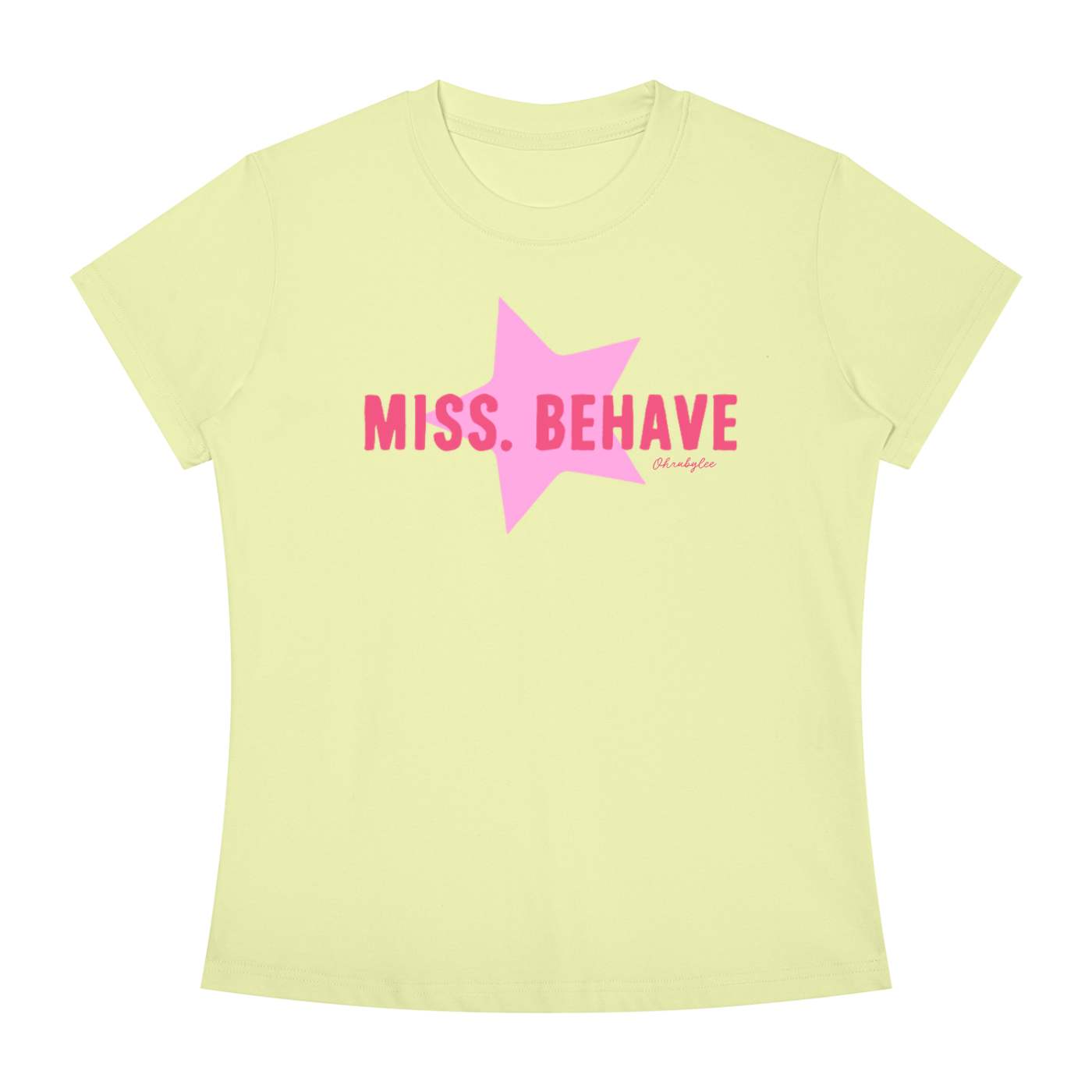 "Miss Behave" Tee In Lemon Lime