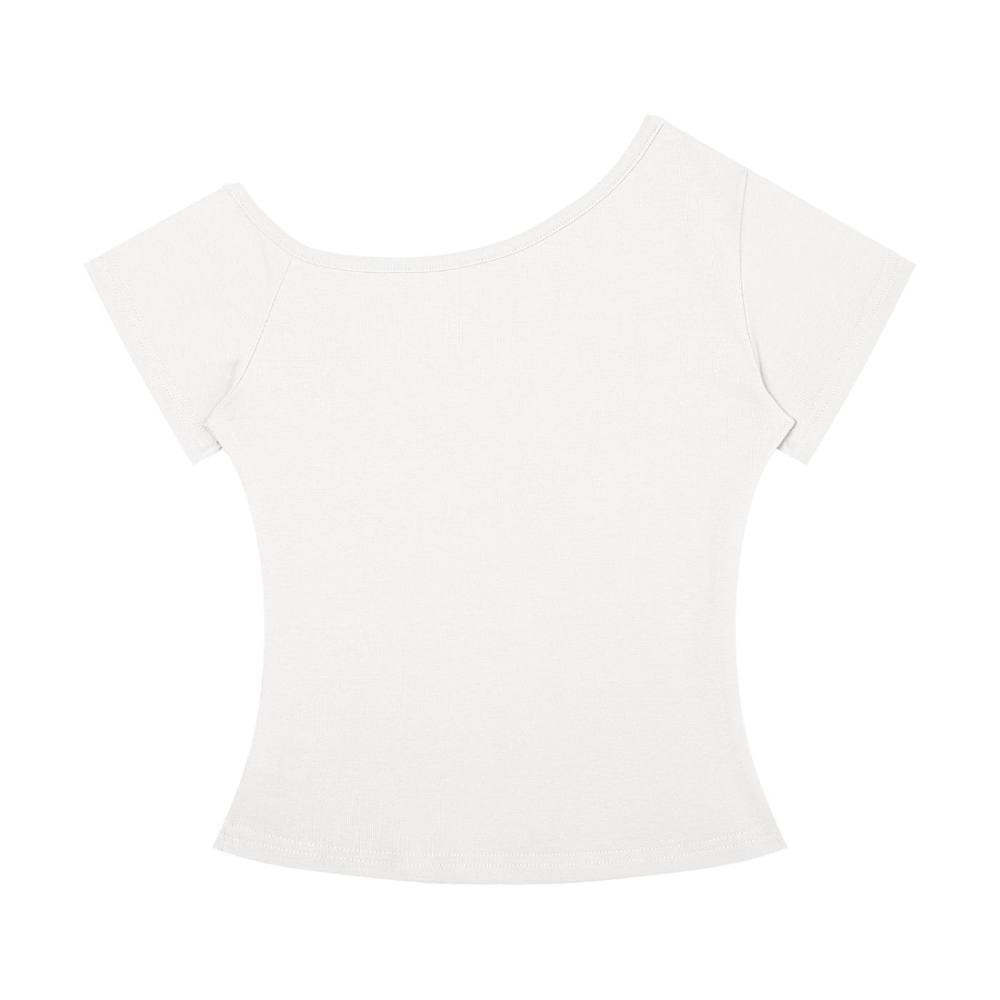 "Lotus Flower" Off-the-Shoulder Tee In Angel White