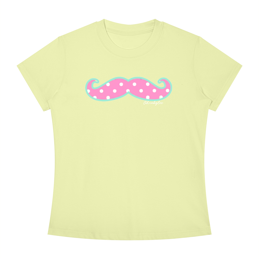 "Polka Dot Mustache" Tee in Lemon Lime