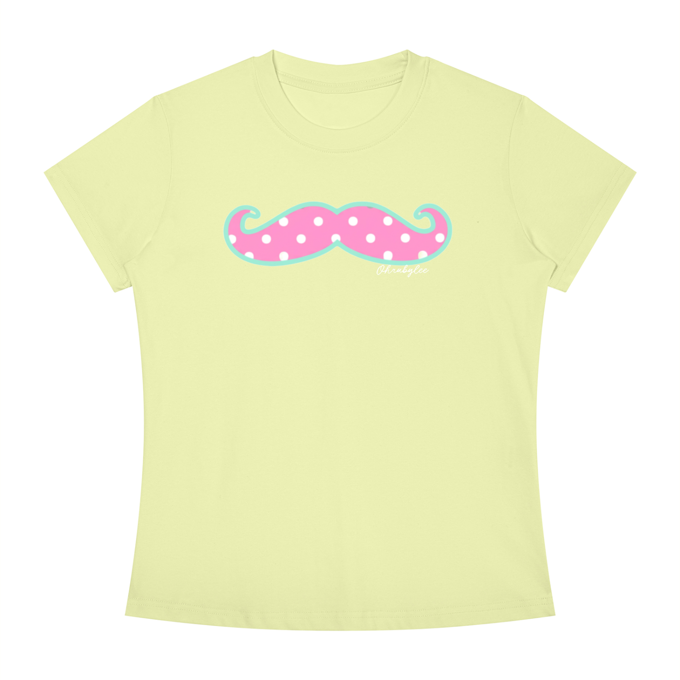 "Polka Dot Mustache" Tee in Lemon Lime