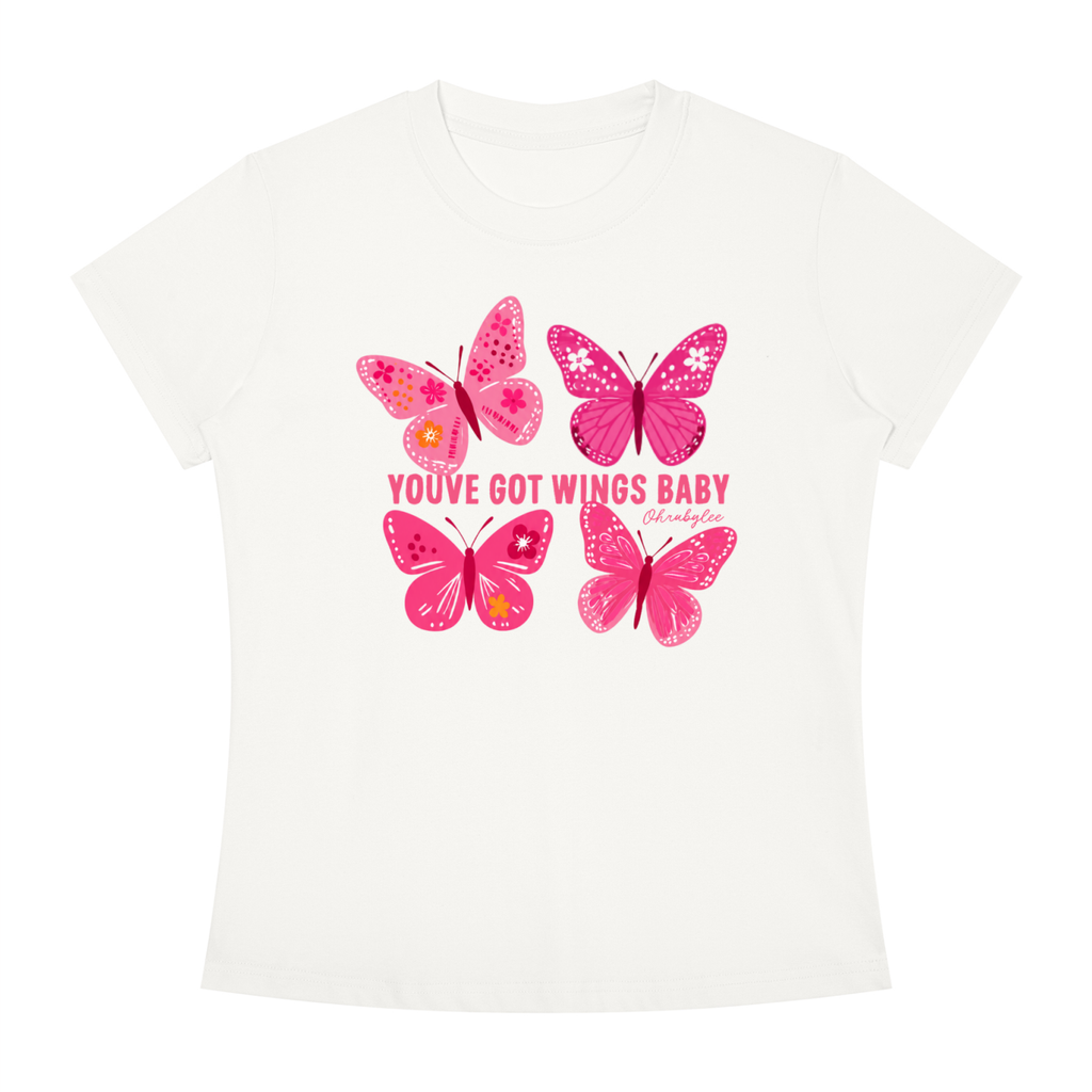 "Got Wings Baby" Tee In Angel White